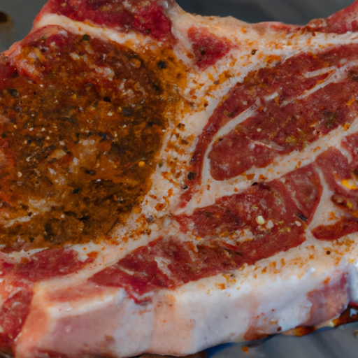 Freshly seasoned steak ready for the grill